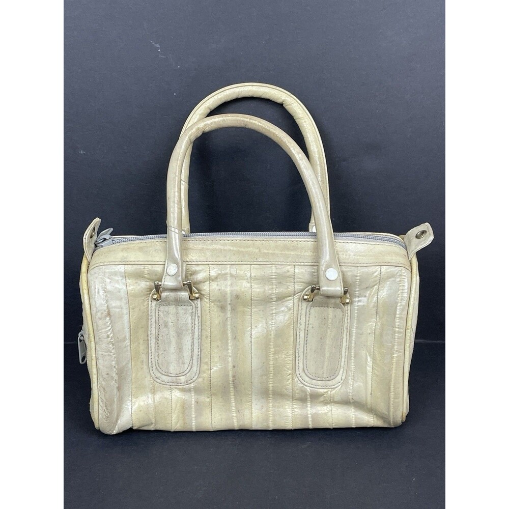 VTG Eel Skin Satchel Handbag Made in Korea Shoulder Doctor Bag For Restoration